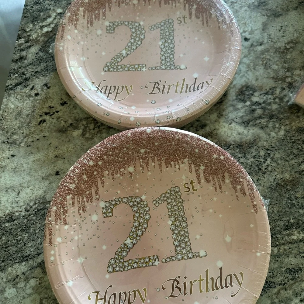 Rose Gold 21st Birthday Party Supplies Set